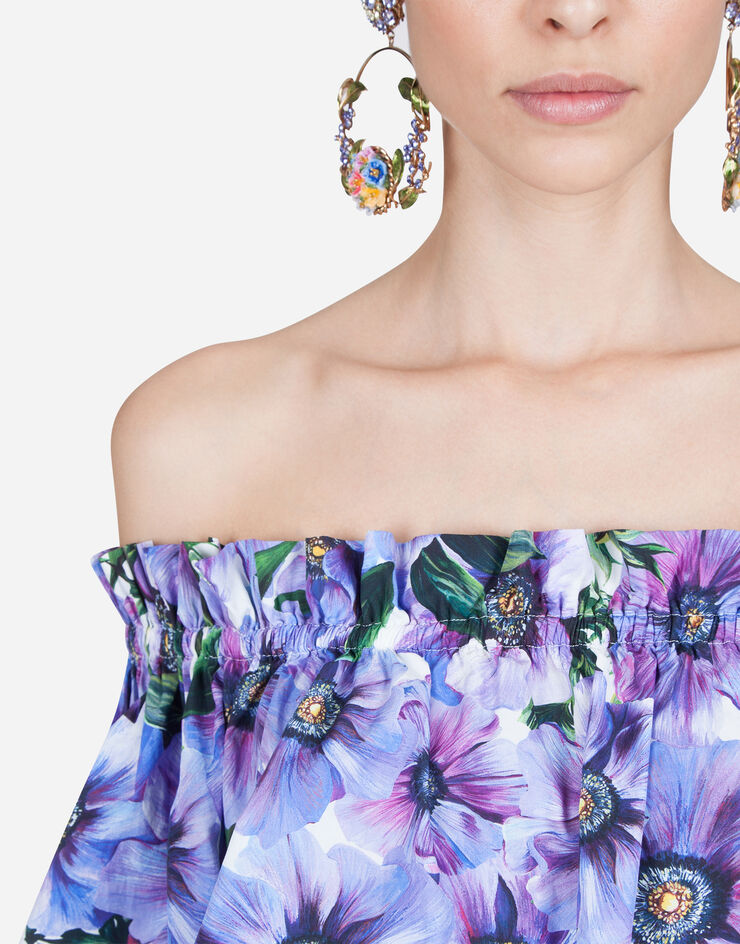 Dolce & Gabbana ANEMONE-PRINT POPLIN TOP FLORAL PRINT F71J7THS5GD