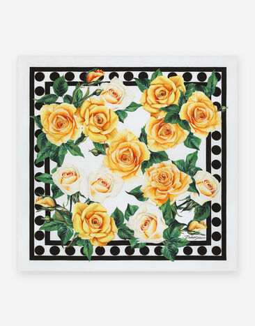 Dolce & Gabbana Fular 50 x 50 de sarga con estampado de rosas amarillas Estampado FN090RGDAWX