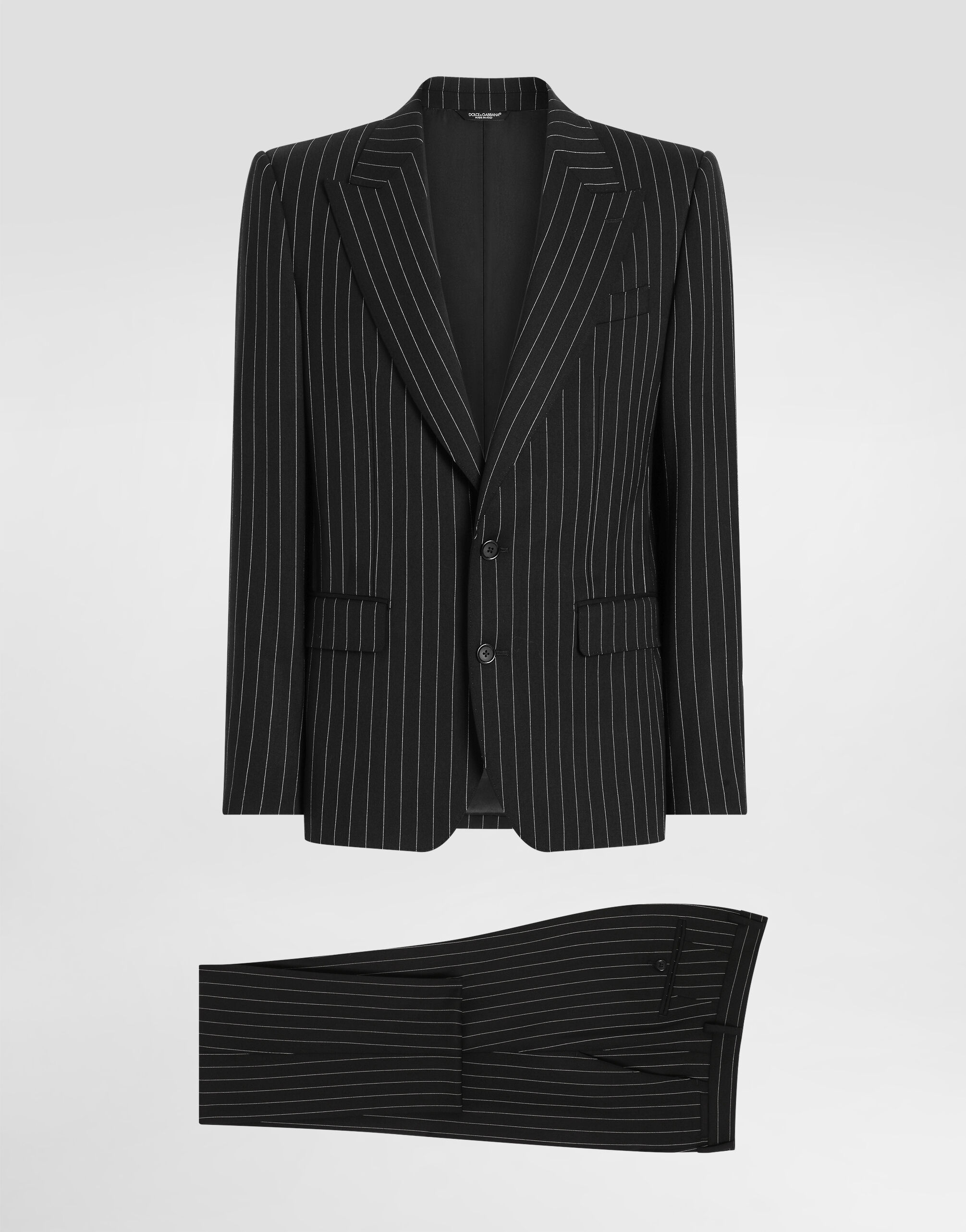 Dolce & Gabbana Single-breasted pinstripe stretch wool Sicily-fit suit Black G2RQ2TGF815