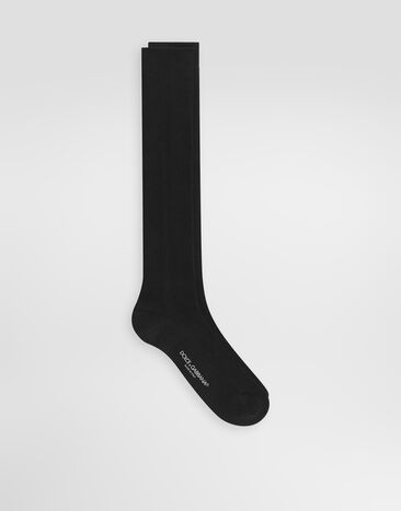 Dolce & Gabbana Ribbed knee-high socks Black GX04KTJGMM1