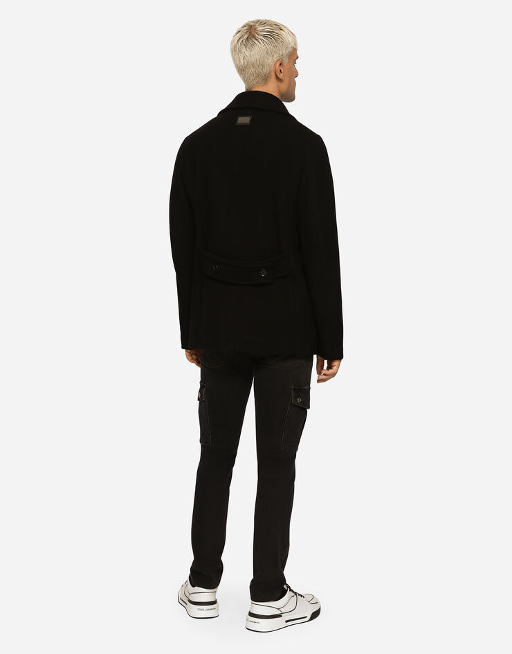 Dolce&Gabbana Caban croisé en laine avec plaquette à logo Noir G036DTHUMQQ