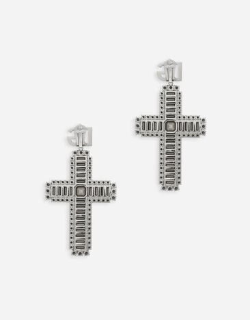 Dolce & Gabbana KIM DOLCE&GABBANA Cross earrings with rhinestone accents Crystal WEP4C3W1111