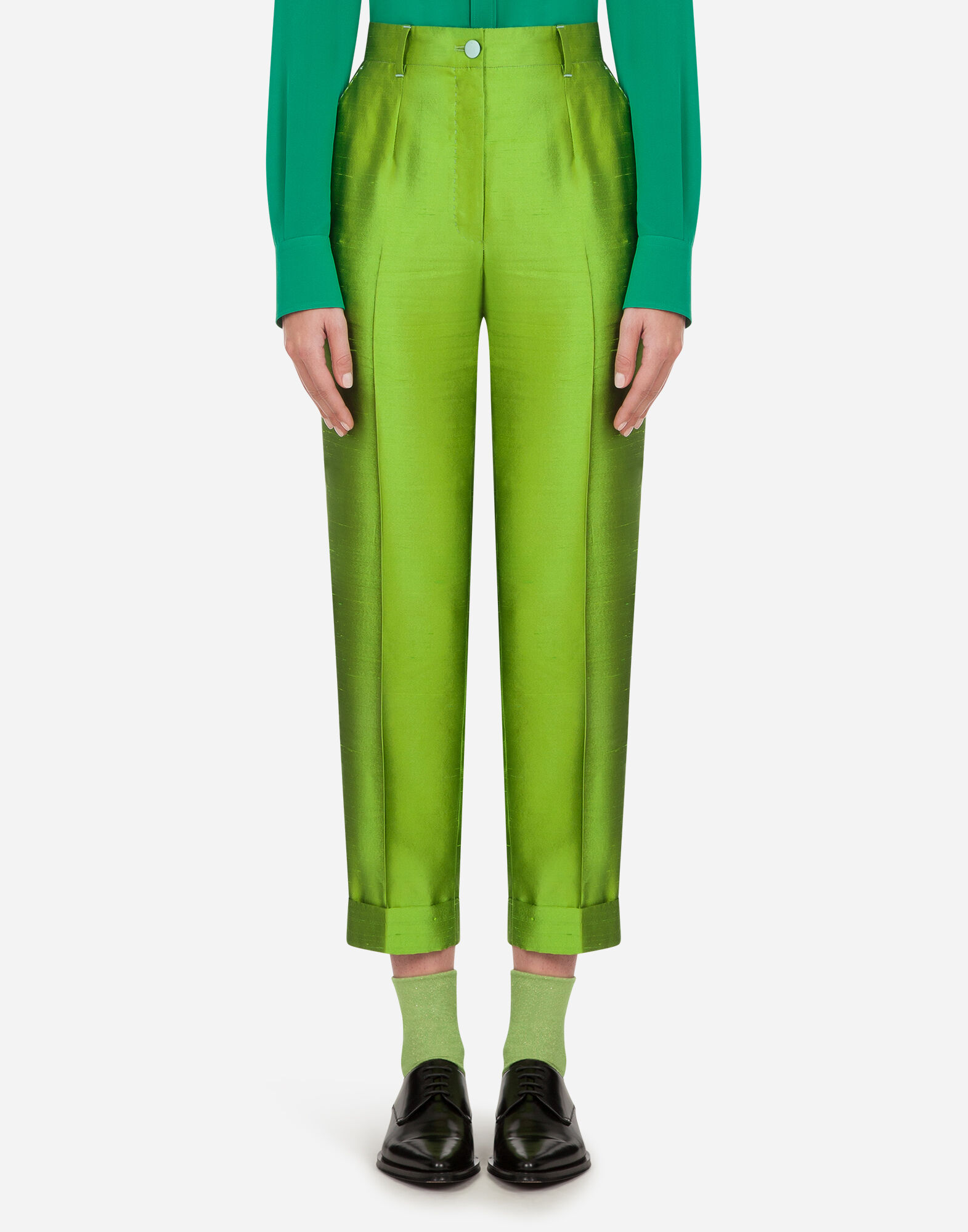 HIGH-WAISTED PANTS IN SHANTUNG