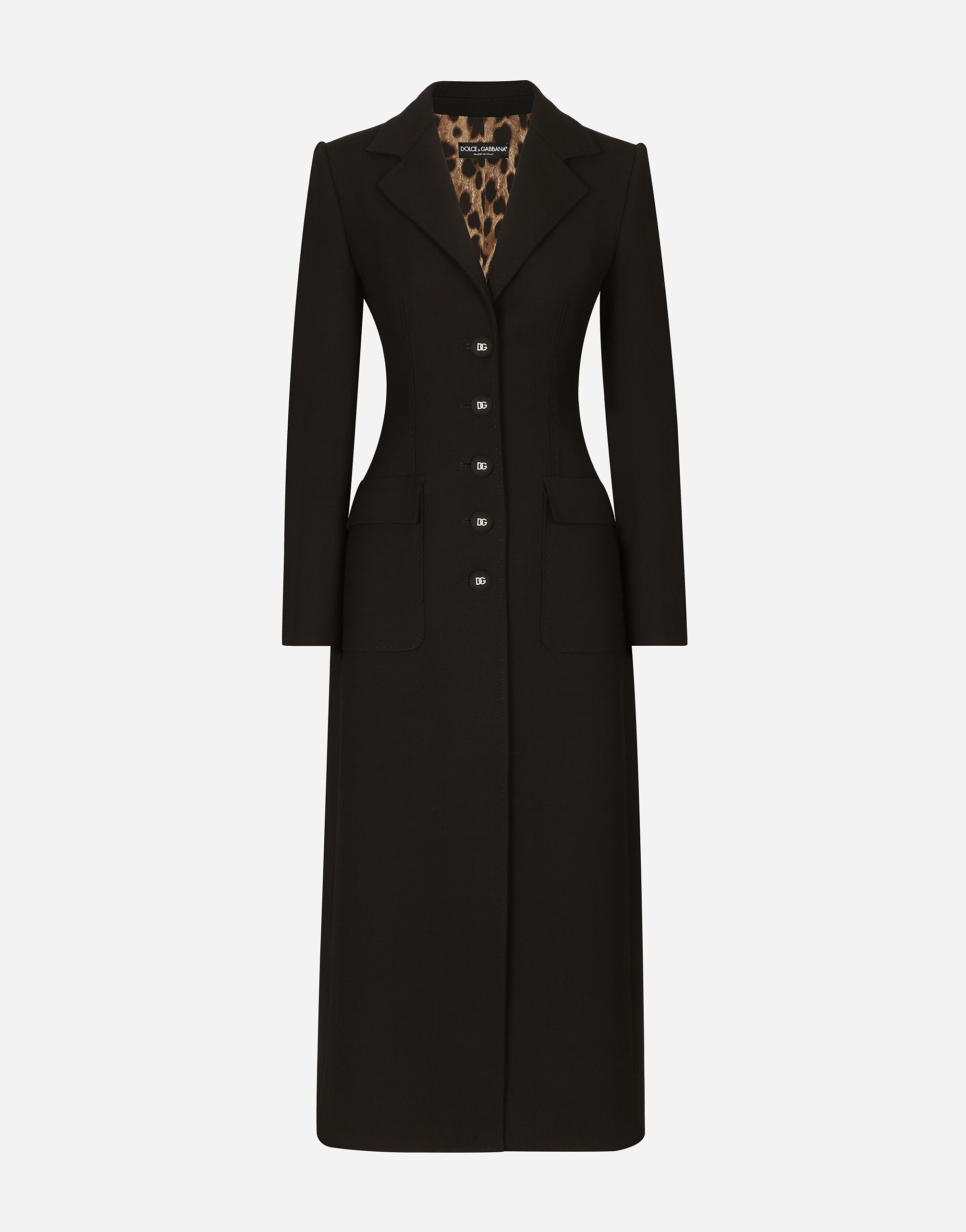 Dolce & Gabbana Single-breasted double crepe coat Black F0E1PTFUBCI