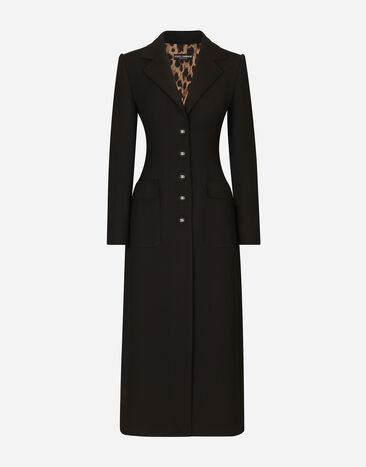 Dolce & Gabbana Abrigo de crepé doble con botonadura sencilla Negro F0C1WTFU3QE