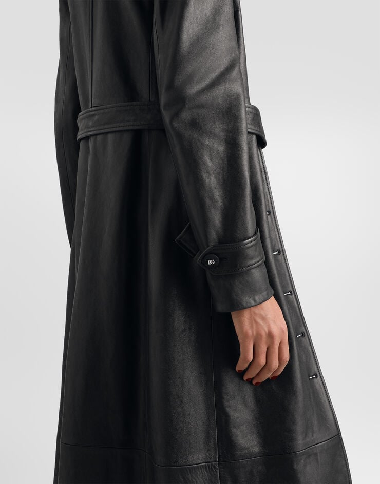 Dolce & Gabbana Single-breasted leather coat Dolce & Gabbana Single-breasted leather coat Black F0W6PLHULUH
