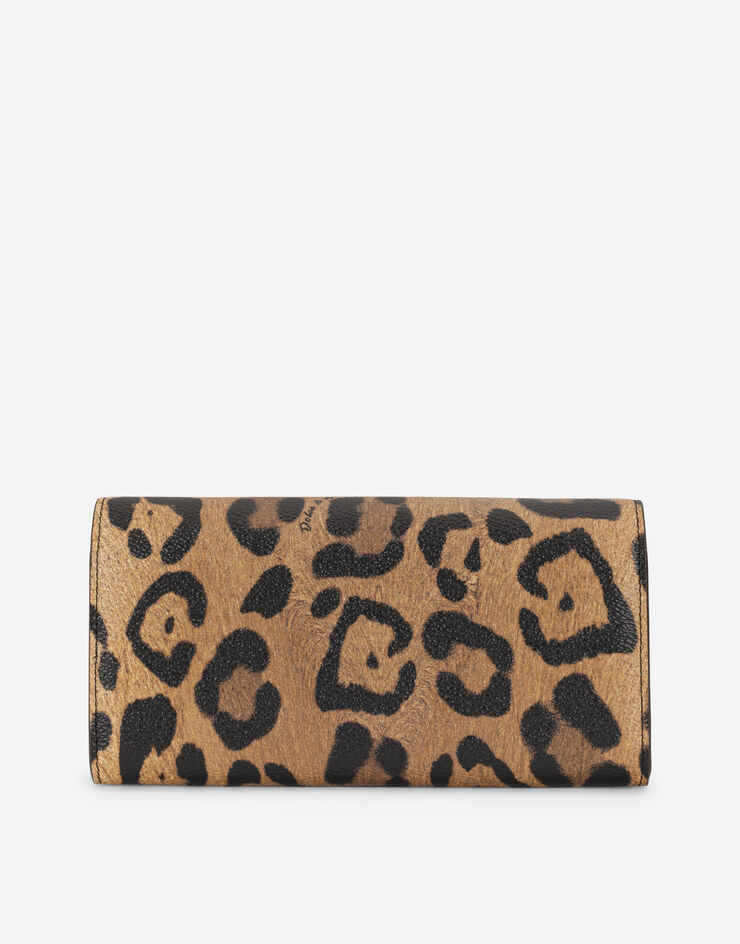 Dolce & Gabbana Cartera continental en crespo estampado leopardo con placa con logotipo Multicolor BI1369AW384