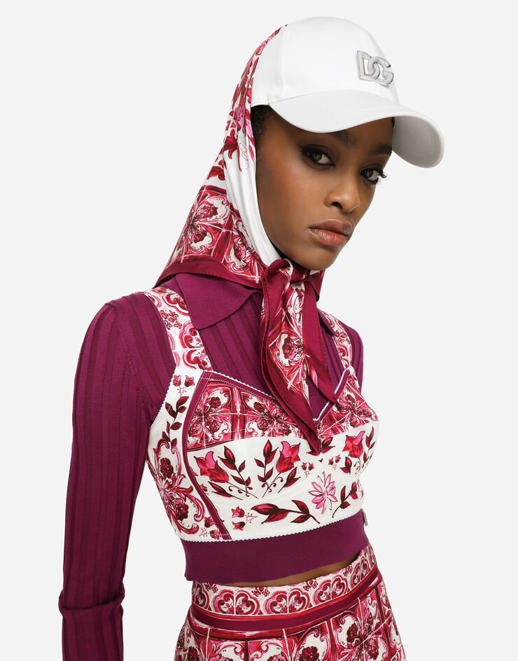 Dolce&Gabbana Baseball cap with Majolica-print scarf Multicolor FH640AGDBTU