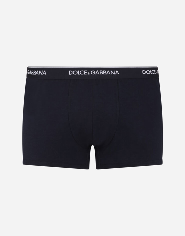 Dolce & Gabbana Pack de deux boxers classiques en coton stretch Bleu M9C07JONN95