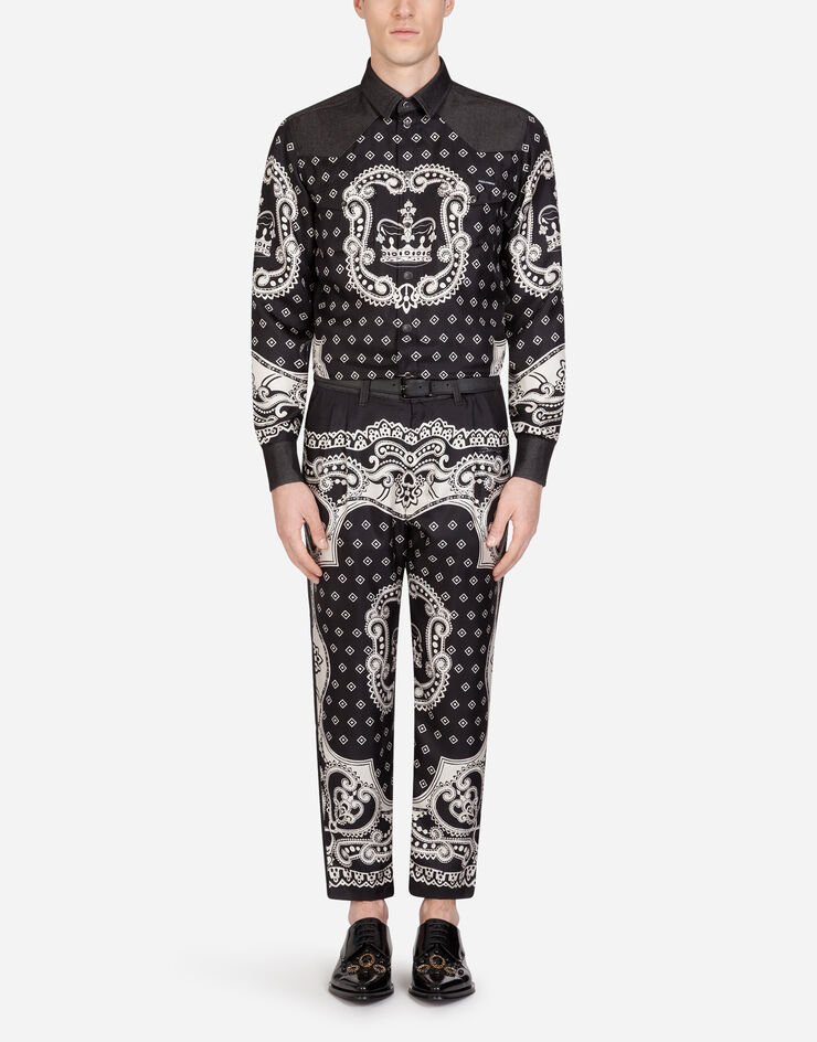 Dolce & Gabbana DENIM PANTS WITH INSERTS IN BANDANA PRINT MULTICOLORED GYK0ADG8BX2