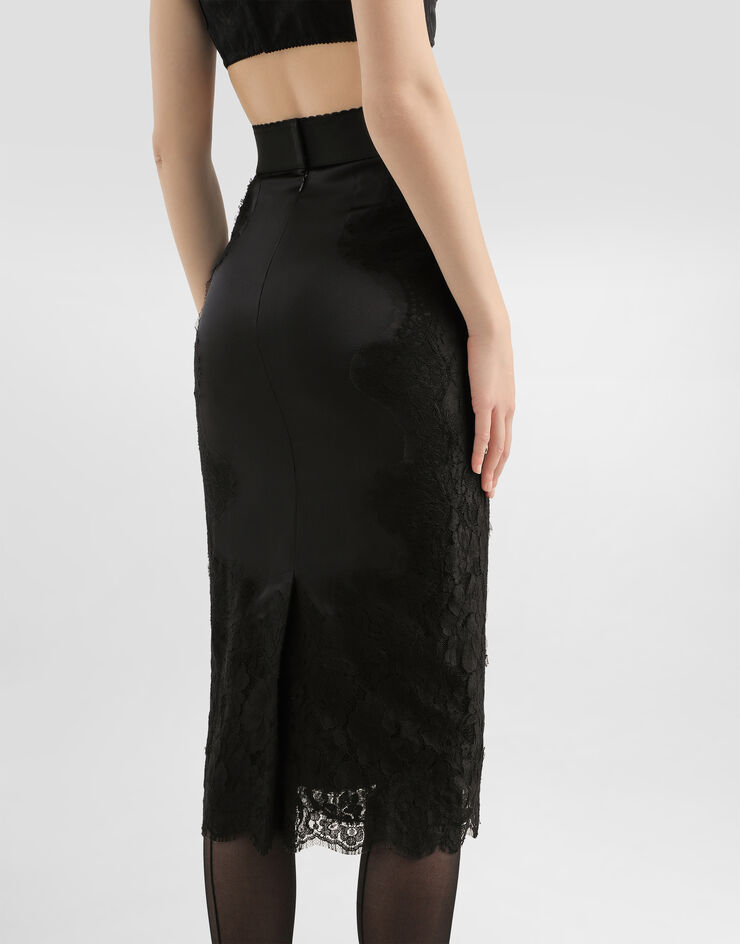 Dolce & Gabbana Satin midi skirt Black F4BHCTGDBUR