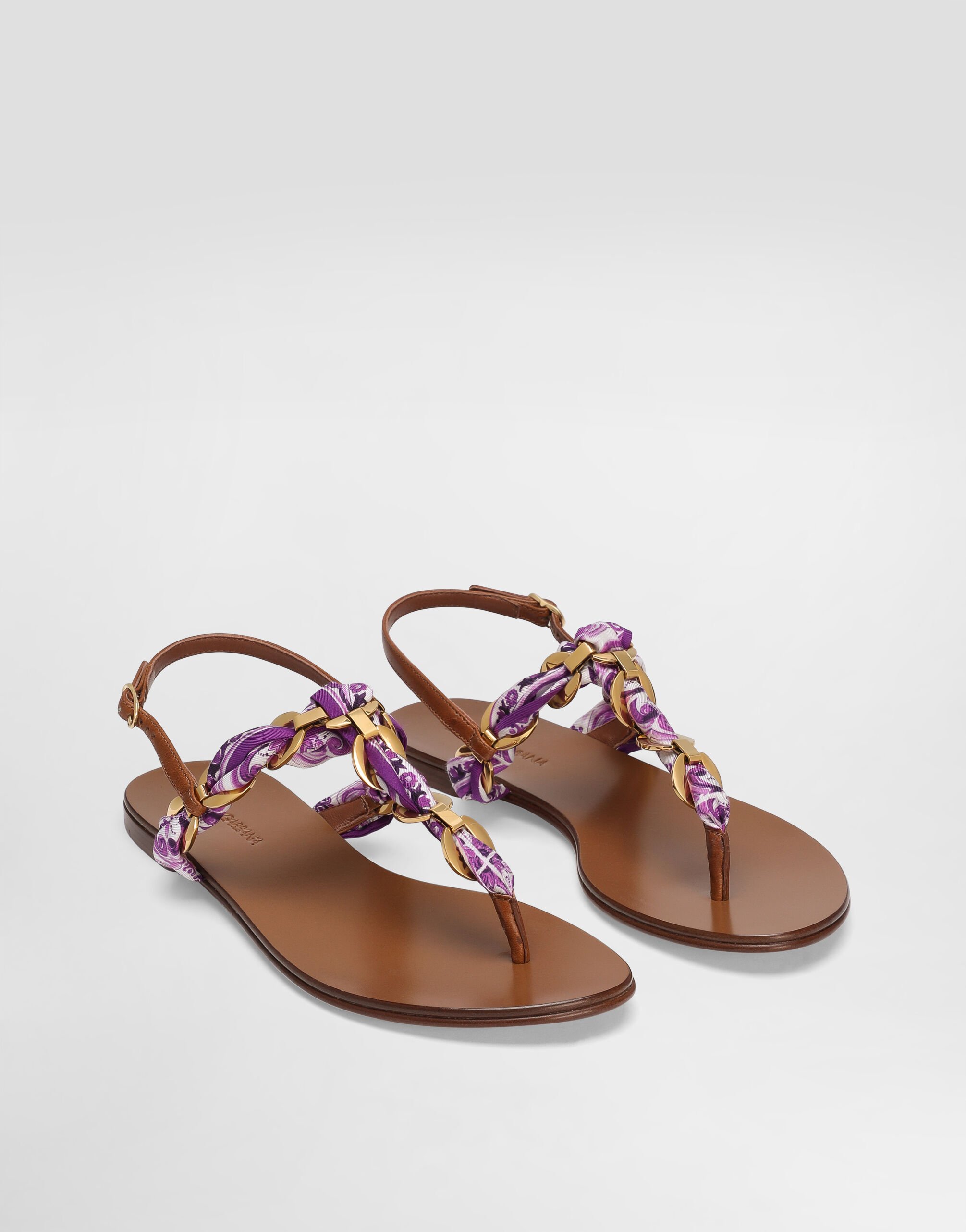 【VIP価格】DOLCE & GABBANA Multicolor Cotton Sandal DOLCE & GABBANA Shoes Multicolor Carretto Crystal Fur