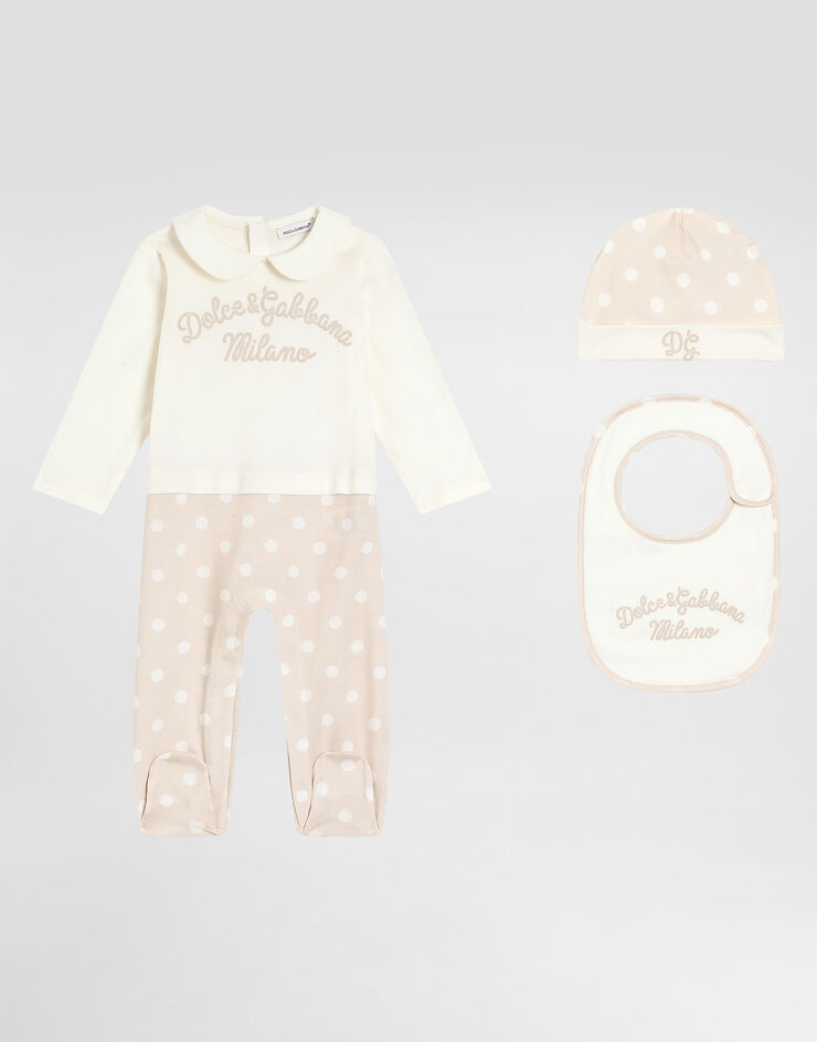 Dolce & Gabbana 3-piece gift set in polka dotJerseywith Dolce&Gabbana print Multicolor L1JO7ZG7PJF