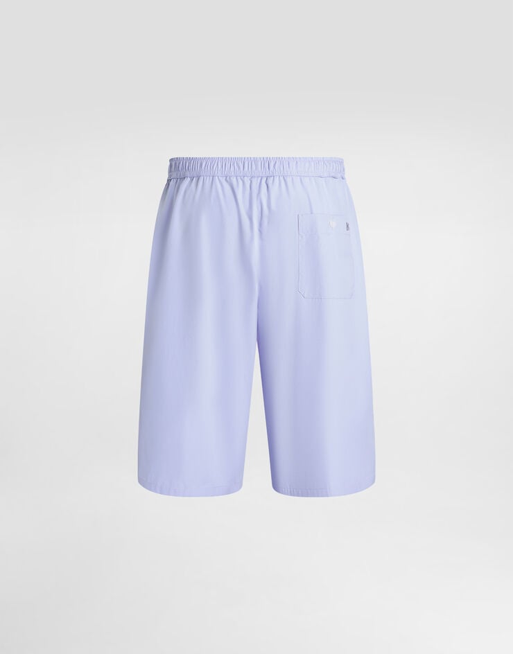 Dolce & Gabbana Cotton bermuda shorts with DG crossed embroidery Azure GV37AZGJ745