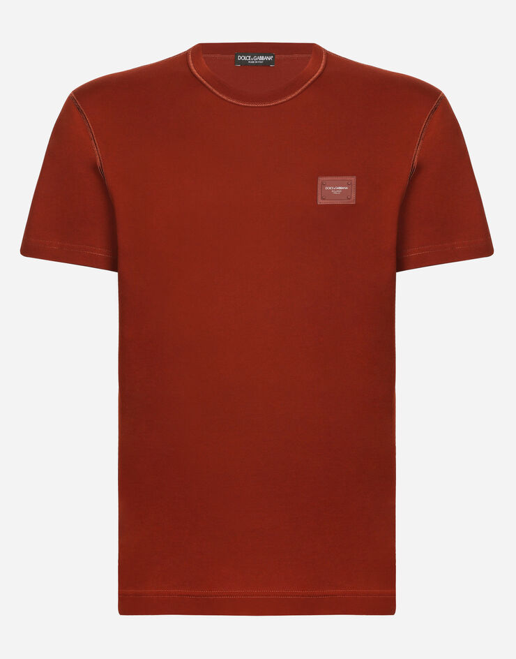Dolce & Gabbana T-shirt coton avec plaquette à logo Cuivre G8KJ9TFU7EQ