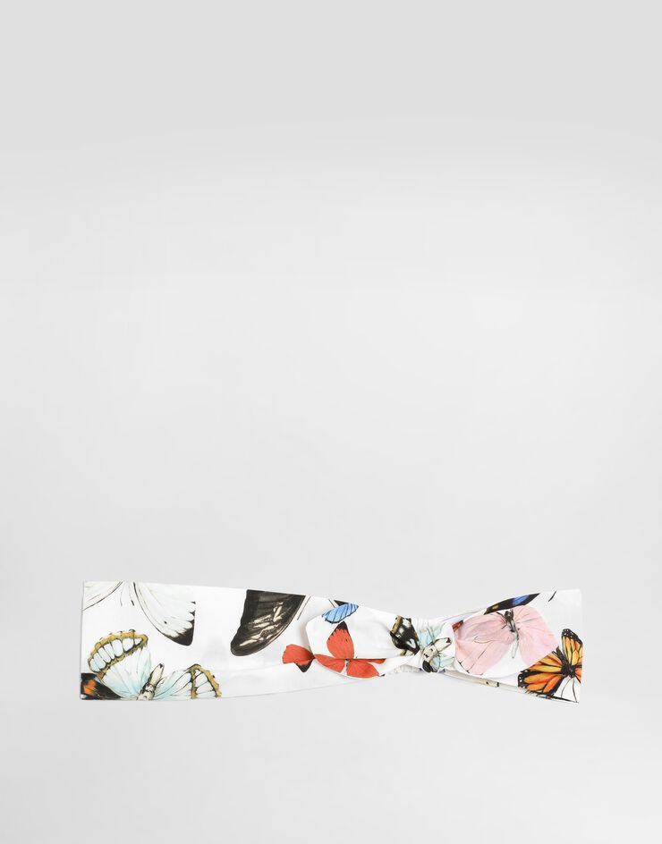 Dolce & Gabbana Poplin headband with butterfly print Print LN5H08FI5KS