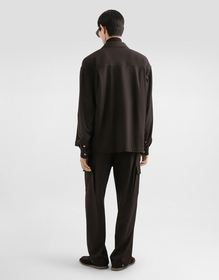 Dolce & Gabbana Melange wool mat trousers Brown GP0P5TFURNC