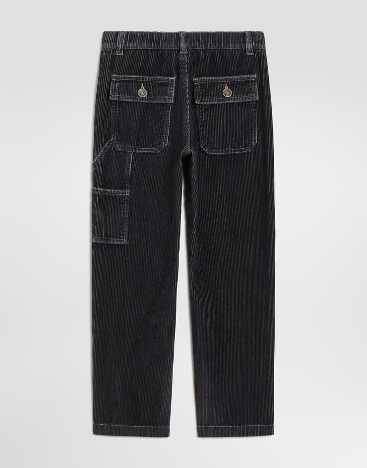 Dolce & Gabbana Velvet trousers with patch Multicolor L45P48LY115