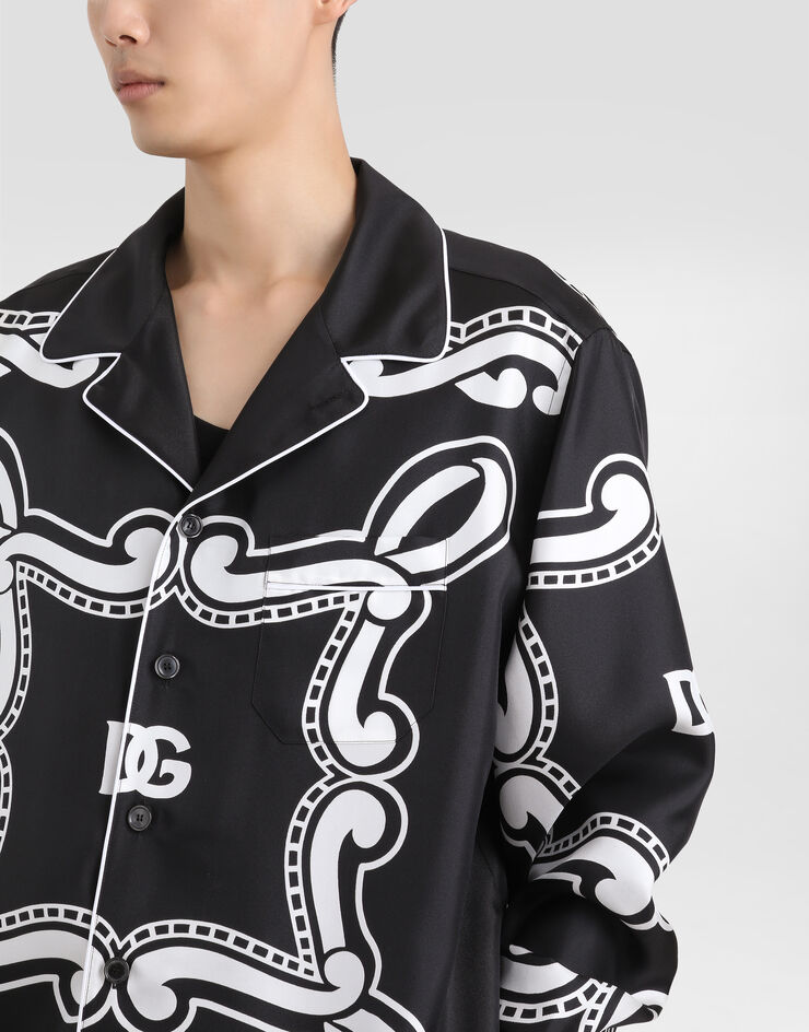 Dolce & Gabbana Silk vanity shirt with bandanna print Print G5IF1THI1WF