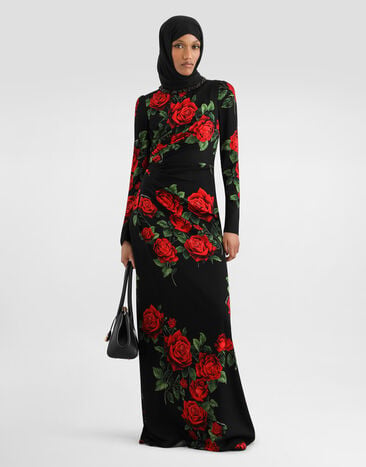 Dolce & Gabbana Rose-print charmeuse dress Dolce & Gabbana Rose-print charmeuse dress Multicolor F611CZFSA9R