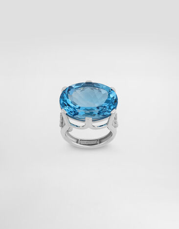 Dolce & Gabbana Anna ring in 18-carat white gold with topaz and diamonds White Gold WRSB1GWTOP1