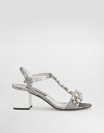 Dolce & Gabbana Brocade sandals with stones embroidery Multicolor CR1921AS203