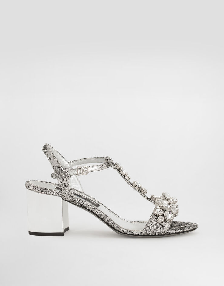 Dolce & Gabbana Brocade sandals with stones embroidery Multicolor CR1921AS203