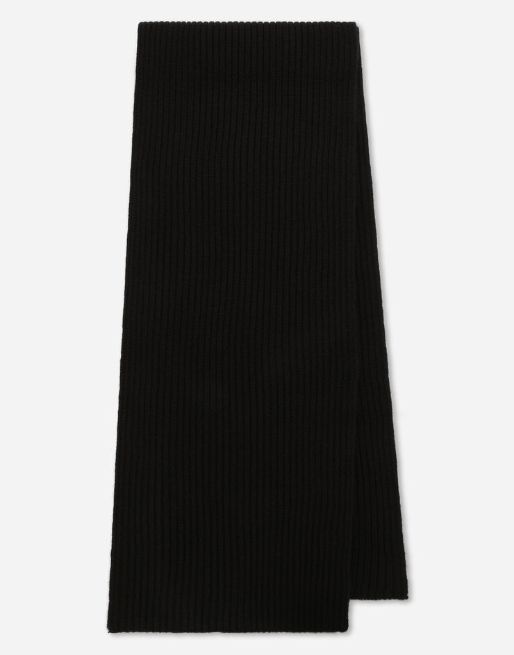 Dolce & Gabbana 로고 태그 캐시미어 스카프 블랙 GXK64TJAWU2
