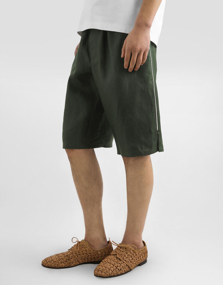 Dolce & Gabbana Linen fabric shorts Green GP0T1TFU4MC