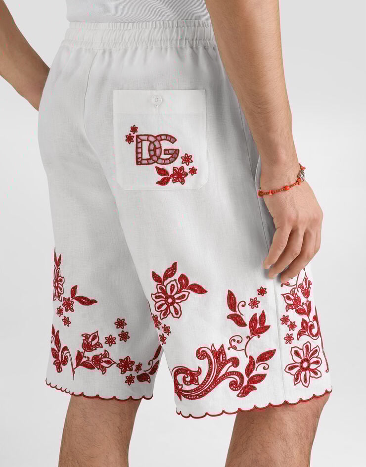 Dolce & Gabbana Embroidered linen vanity bermuda Dolce & Gabbana Embroidered linen vanity bermuda White GP23UZGK409