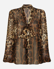 Dolce & Gabbana Leopard-print chiffon pussy-bow shirt Animal Print F26AJTFS2A3