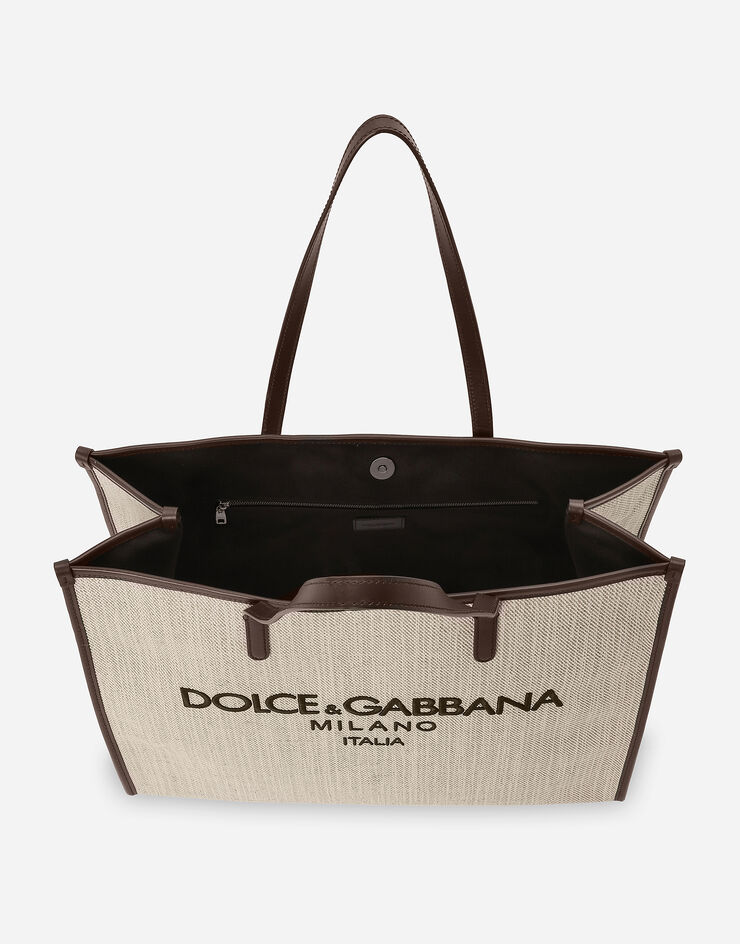 Dolce & Gabbana Большая сумка-шоппер из плотной холщовой ткани бежевый BM2274AN233