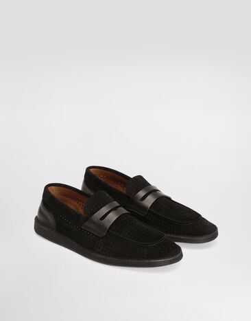 Dolce & Gabbana Slipper slip-on de serraje calado Black A50651A9Q99