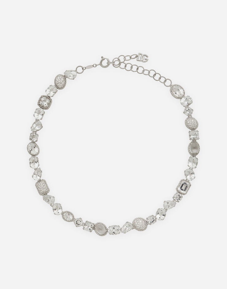 Dolce & Gabbana Halskette Anna aus Weißgold 18 kt mit farblosen Topasen Weiss WNQA1GWTPCO