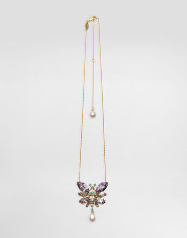 Dolce & Gabbana Butterfly Necklace 18kt yellow gold and amethysts Gold WAJI1GWAM01