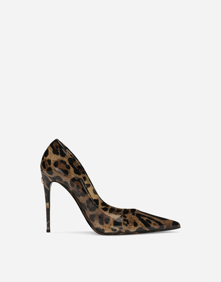 Dolce & Gabbana Zapato de salón en piel de becerro brillante estampada Estampado Animalier CD1718AM568