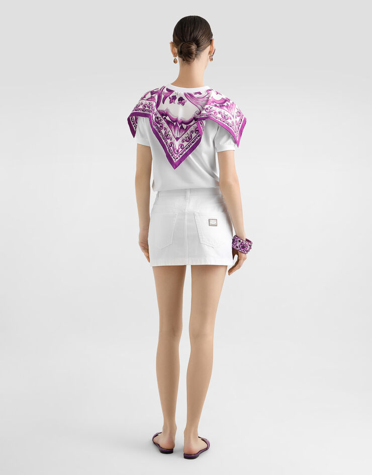 Dolce & Gabbana T-shirt with silk foulard White F8V73TGDDCE