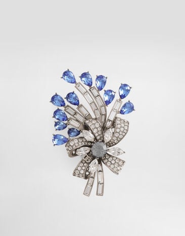 Dolce & Gabbana Floral brooch with rhinestones Blue WPR7S4W1111