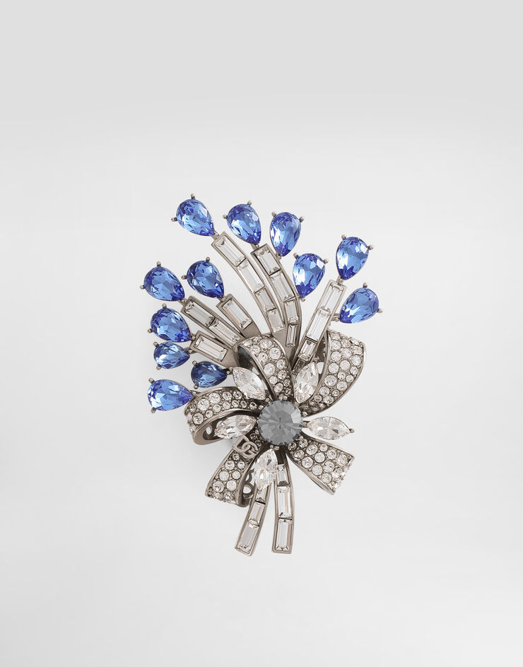 Dolce & Gabbana Floral brooch with rhinestones Blue WPR7S4W1111