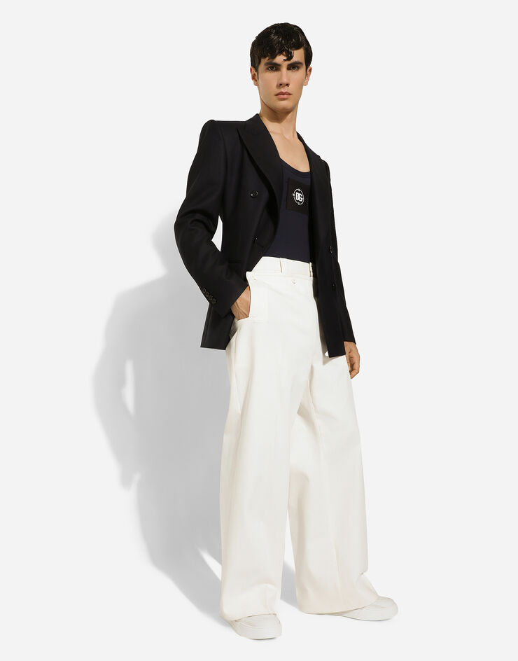 Dolce & Gabbana Pantalón marinero de algodón elástico Blanco GP02ETFUFL5