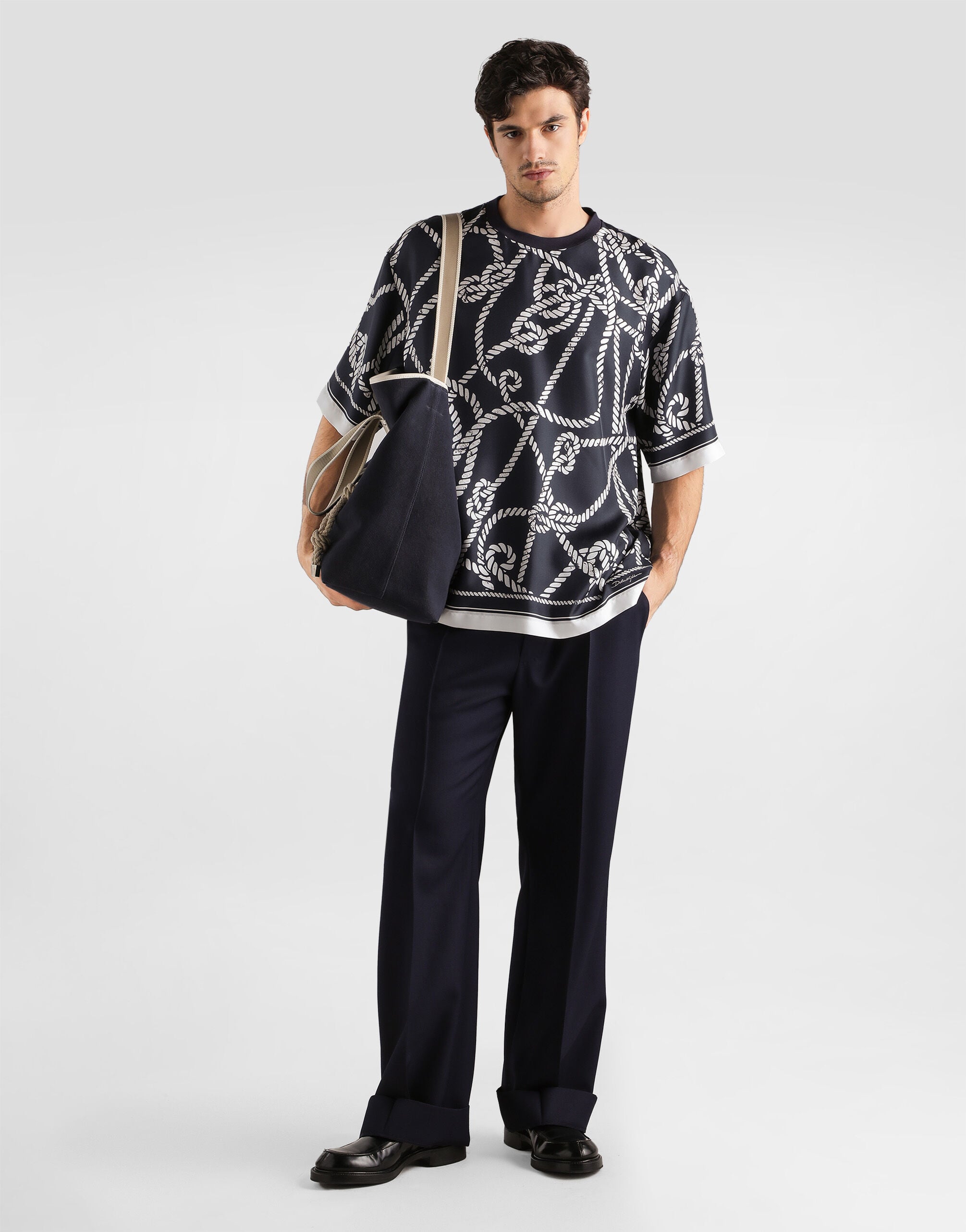 Virgin wool trousers in Blue for Men | Dolce&Gabbana®