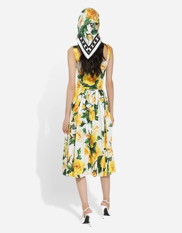 Dolce & Gabbana فستان شمس قطني بطبعة وردة صفراء مطبعة F6ZT0THS5M3