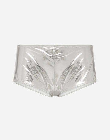 Dolce & Gabbana KIM DOLCE&GABBANA Coated stretch jersey high-waisted panties Silver O2E28TFUGRA