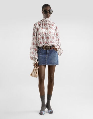 Dolce & Gabbana Denim skirt Multicolor F4C6NDG8OB3