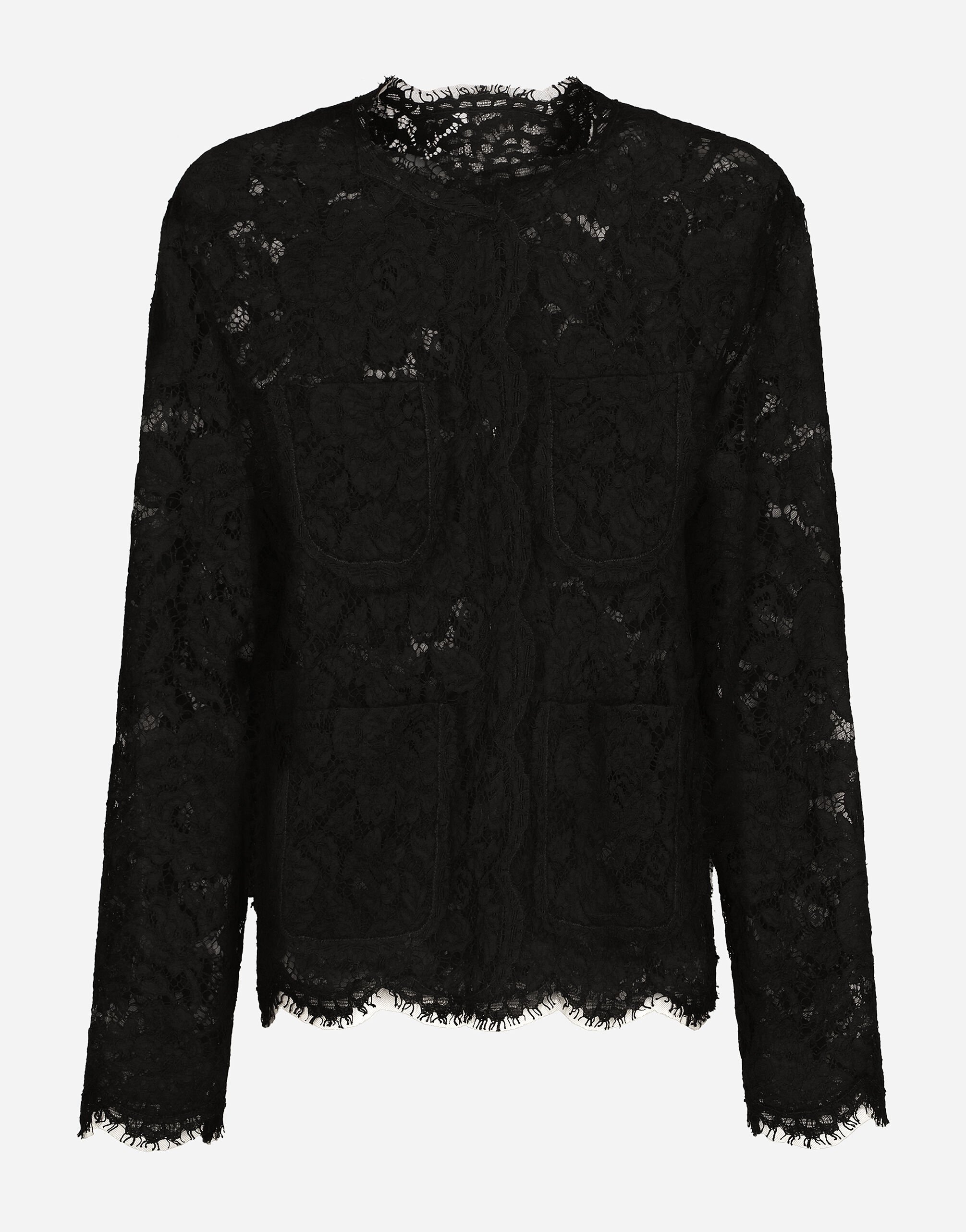 Dolce & Gabbana Single-breasted lace jacket White F5P62TGDB8O