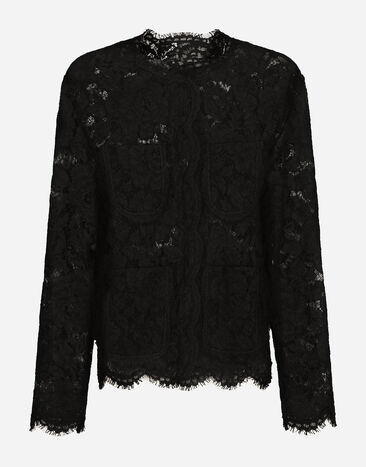Dolce & Gabbana Single-breasted lace jacket Black F290XTFU28D