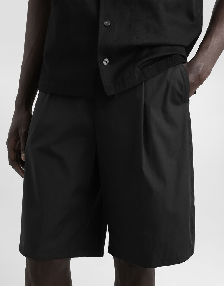 Dolce & Gabbana Cotton twill shorts with DG logo embroidery Black GP10FZGJ371