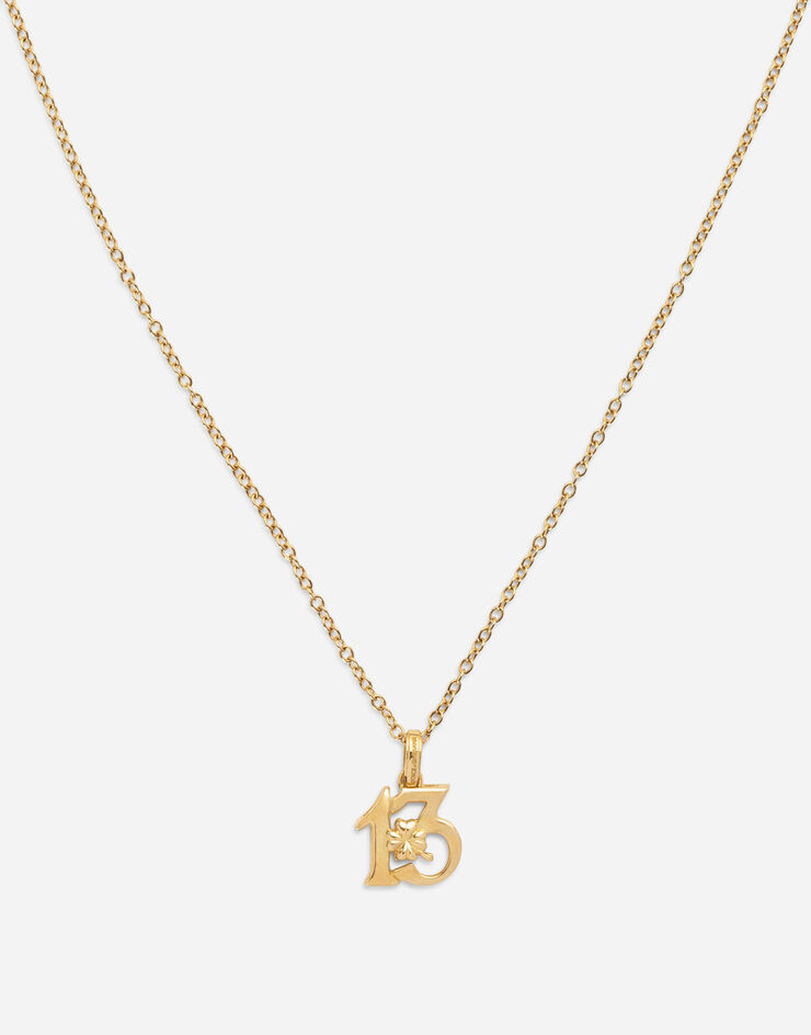 Dolce & Gabbana Good luck number 13 pendant on yellow gold chain Gold WALG8GWYE01