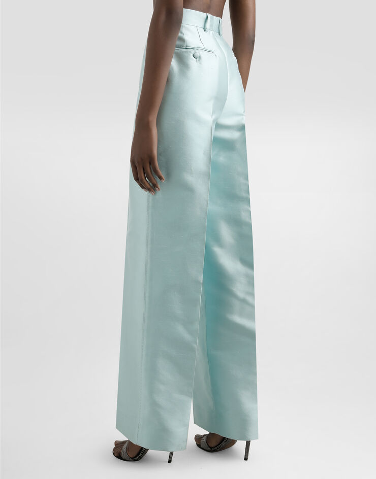 Dolce & Gabbana Shantung silk trousers Blue FTDDWTFU1JK