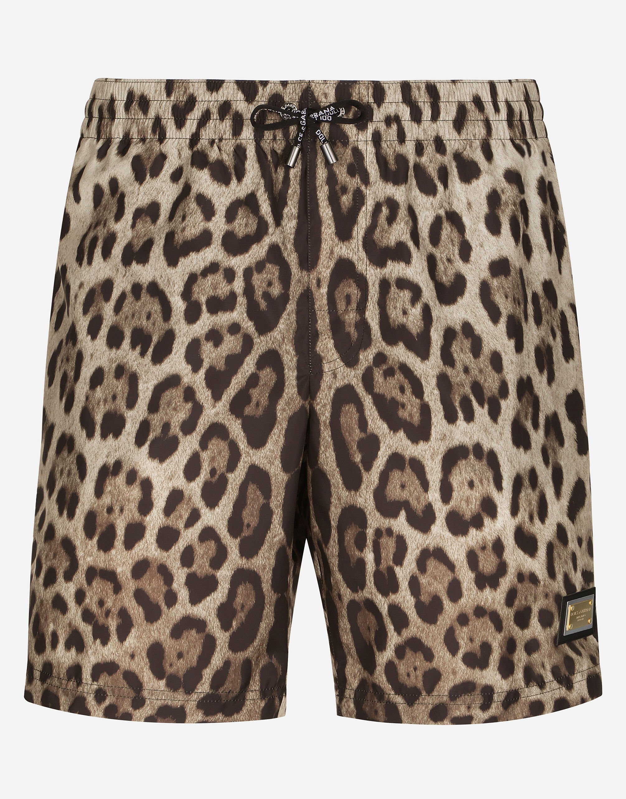 Dolce & Gabbana Mid-length swim trunks with leopard print Animal Print GXP80TJAHJN